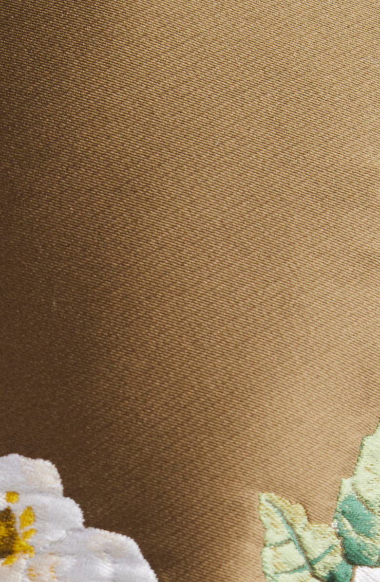 Oscar de la Renta Dégradé Cherry Blossom Jacquard Sheath Dress, Alternate, color, White Khaki Ombre