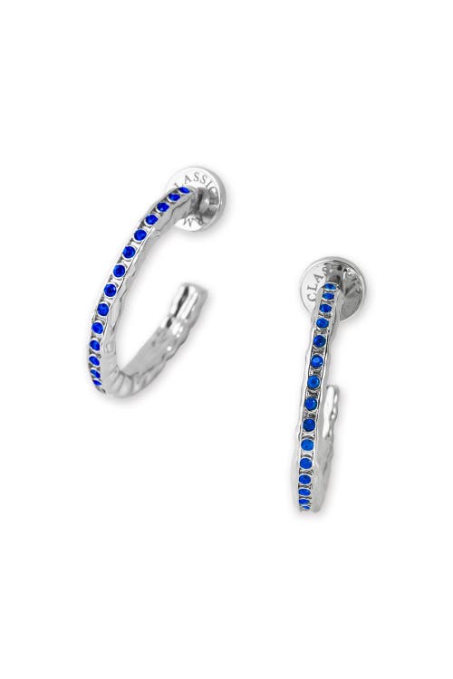 Classicharms Stella Molten Color Cubic Zirconia Hoop Earrings In Blue