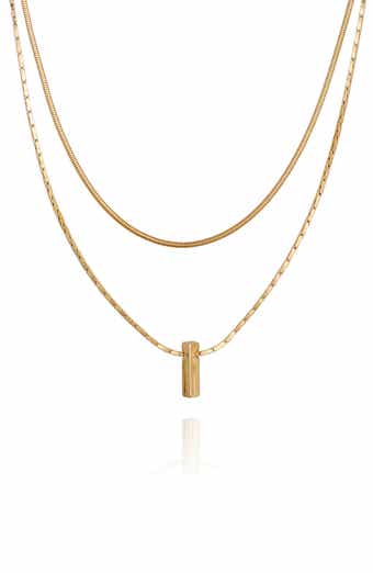 Vince Camuto Set of 2 Snake Chain & Bar Pendant Necklaces