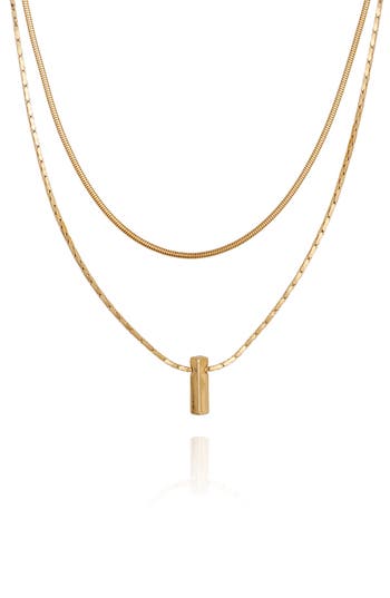 Vince Camuto Set Of 2 Snake Chain & Bar Pendant Necklaces In Gold