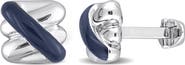 Julianna B. Crossover Design Blue Enamel Cufflinks