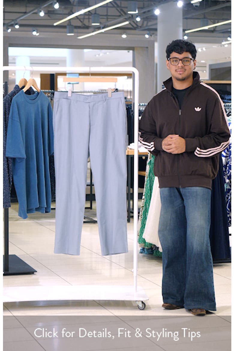 Tailored Fit Flat Front Linen & Cotton Suit Pants video