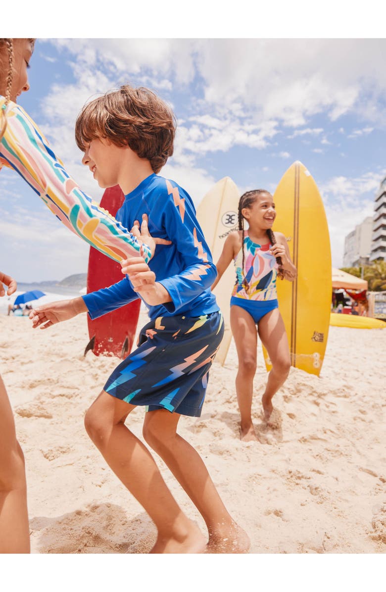 Tea Collection Mid-Length Swim Trunks, Alternate, color, Rainbow Lightning Bolt