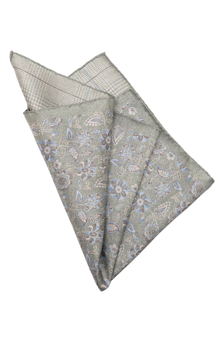 Elizabetta Enzo - Double Sided Silk Pocket Square for Men, Alternate, color, Sage Green