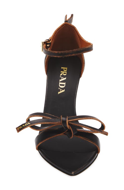 Prada Exposed Seam Ankle Strap Sandal In Black