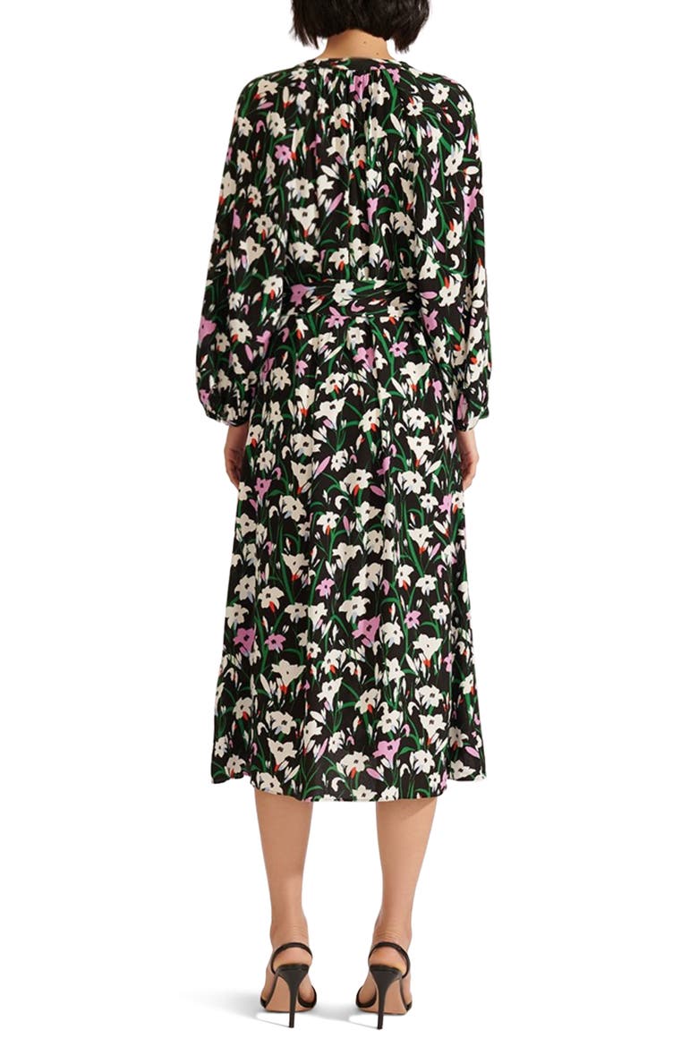 Cecilia Floral Print Long Sleeve Midi Dress, Alternate, color, BLACK MULTI