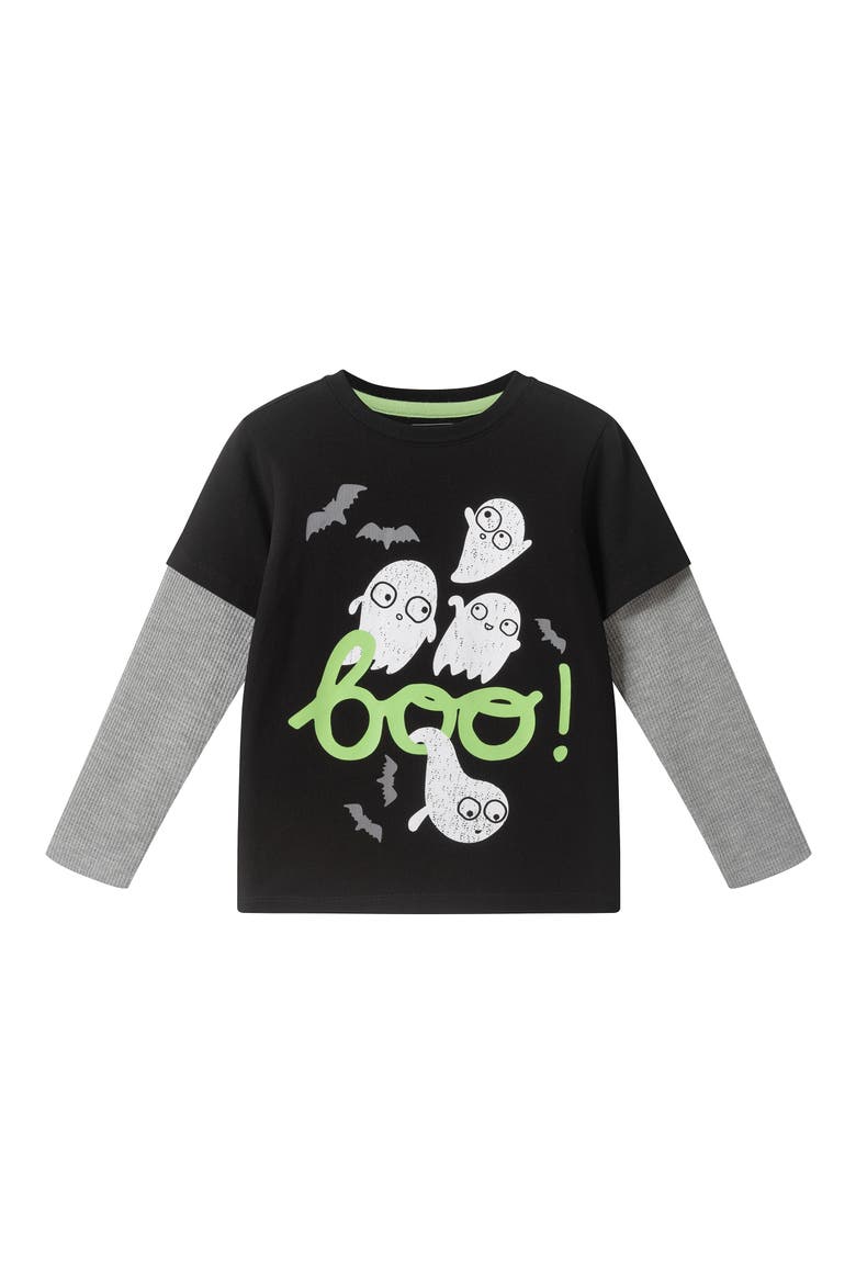 Kids' Halloween Two-fer Graphic T-Shirt, Main, color, BKA-BLACK GHOSTS