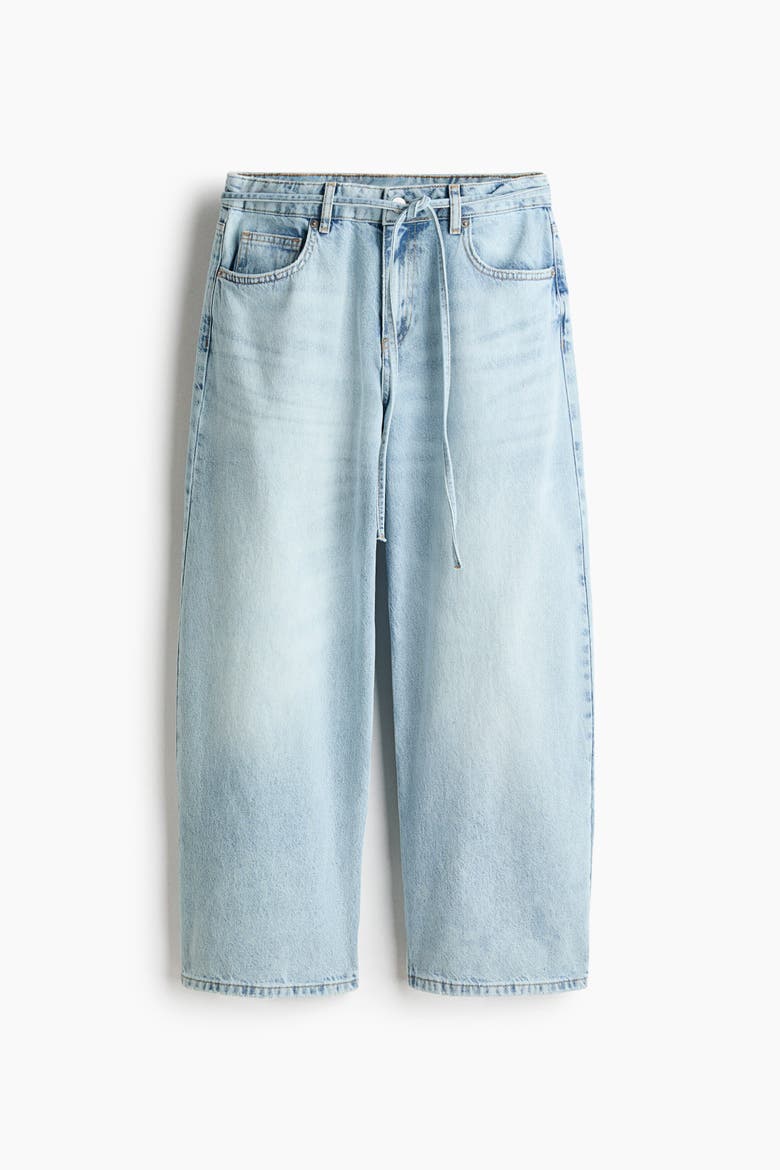 Regular-waist Wide-leg Ankle Jeans, Alternate, color, Light denim blue