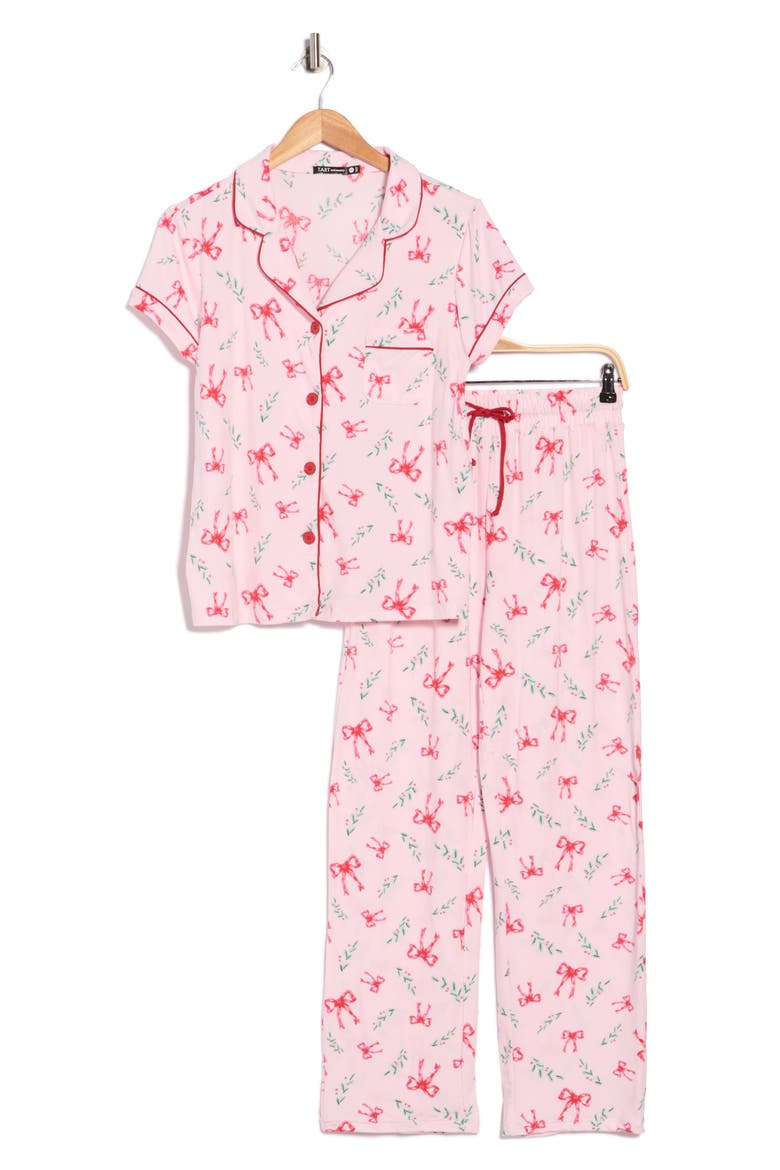 Ginnie Brushed Jersey Pajamas, Alternate, color, SPRIGS N BOWS