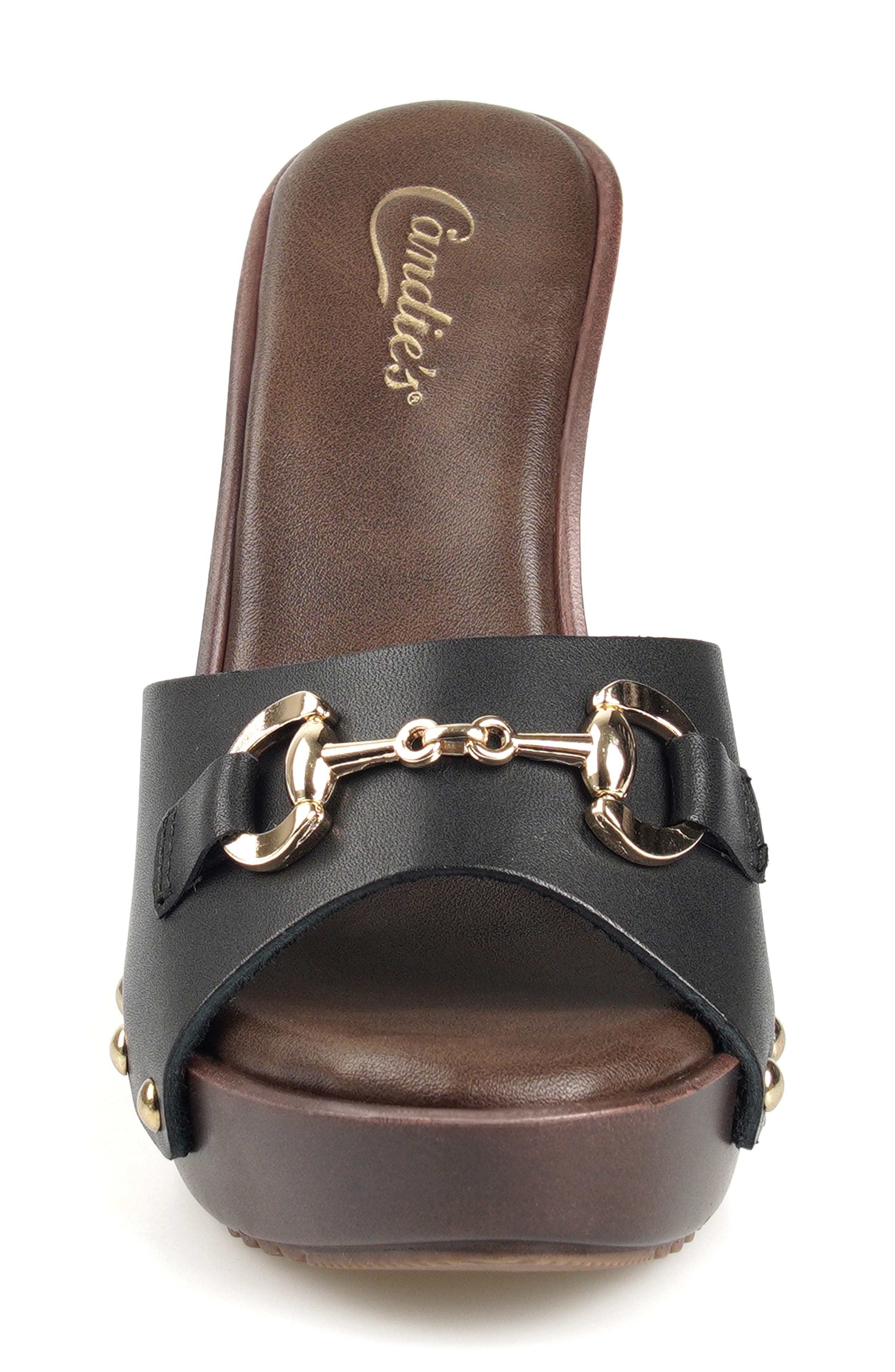 Candie's Giulianna Platform Slide Sandal, Alternate, color, Black Leather