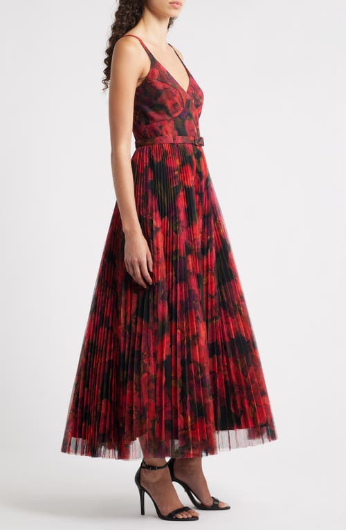 Hutch Joanna Pleated Sleeveless Gown In Red