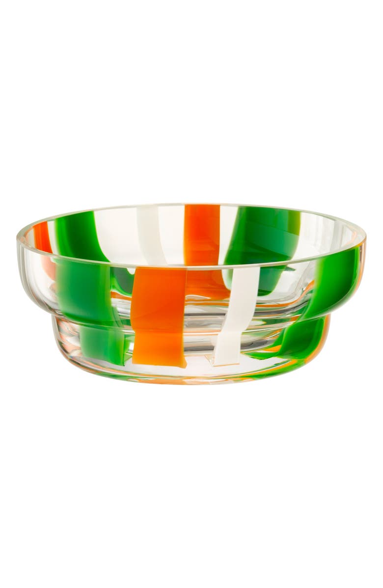 LSA Folk Glass Bowl, Main, color, Green/ Orange