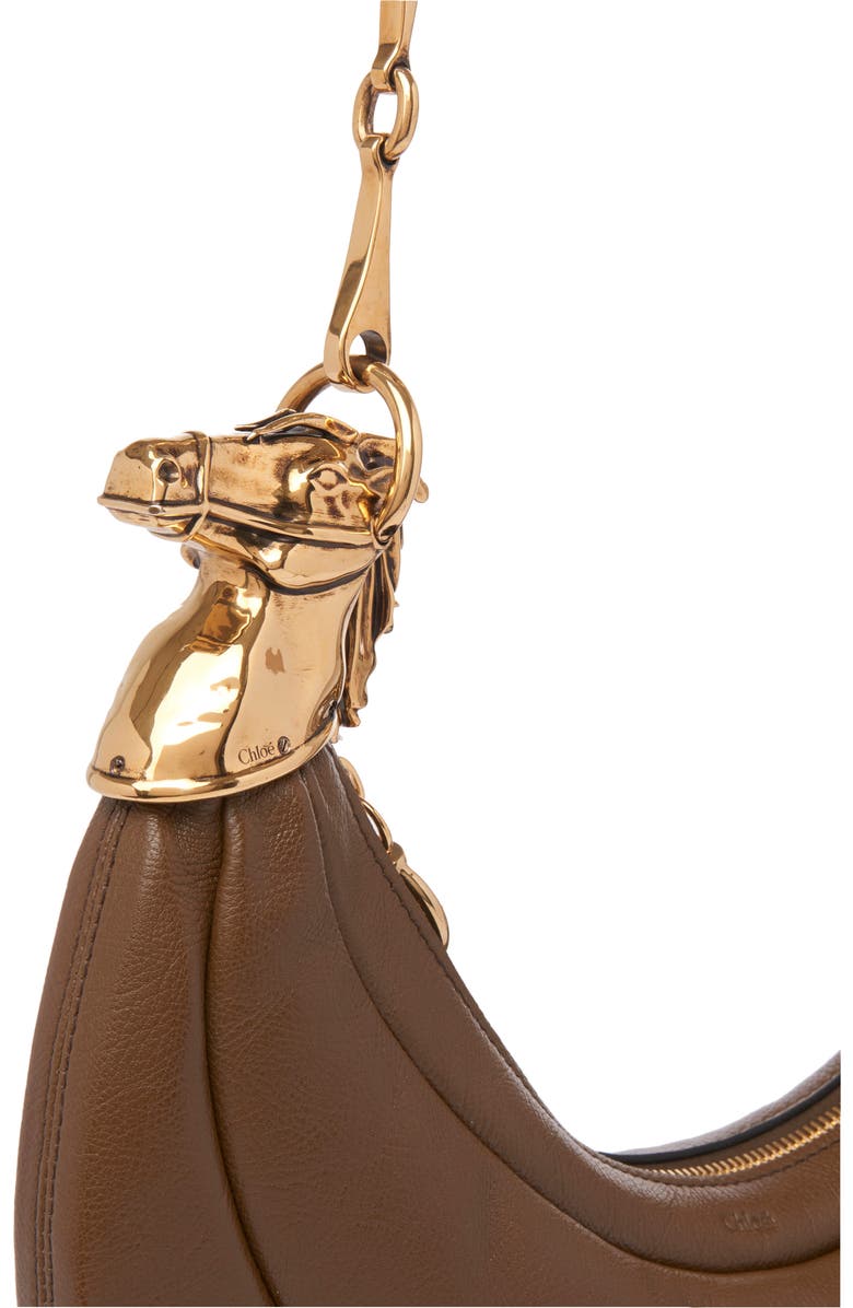 Chloé Chain Horse Leather Hobo Bag, Alternate, color, Dark Khaki 20V