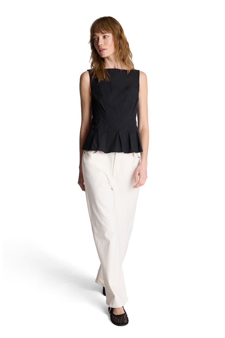 Sleeveless Pleated Peplum Top, Alternate, color, BLACK