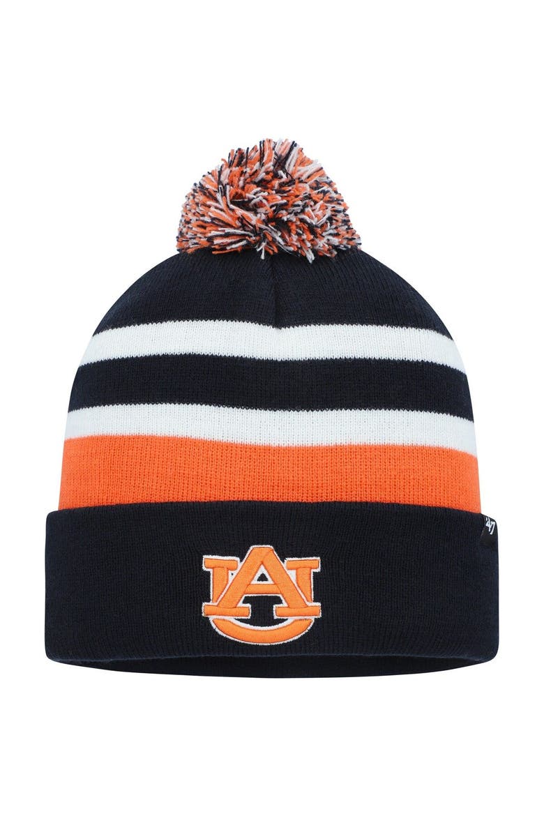 Men's '47 Navy Auburn Tigers State Line Cuffed Knit Hat with Pom, Main, color, Navy