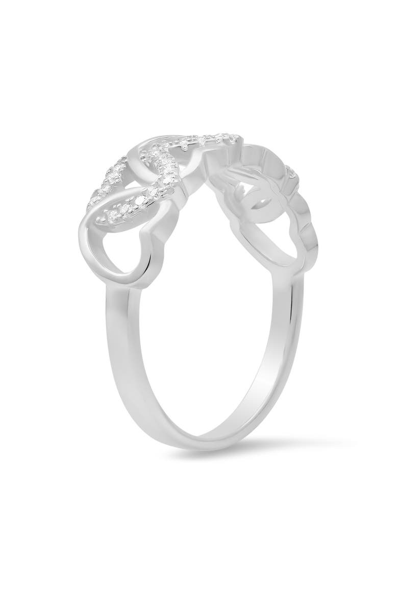 Sterling Silver Interlock Cubic Zirconia Heart Ring, Alternate, color, SILVER