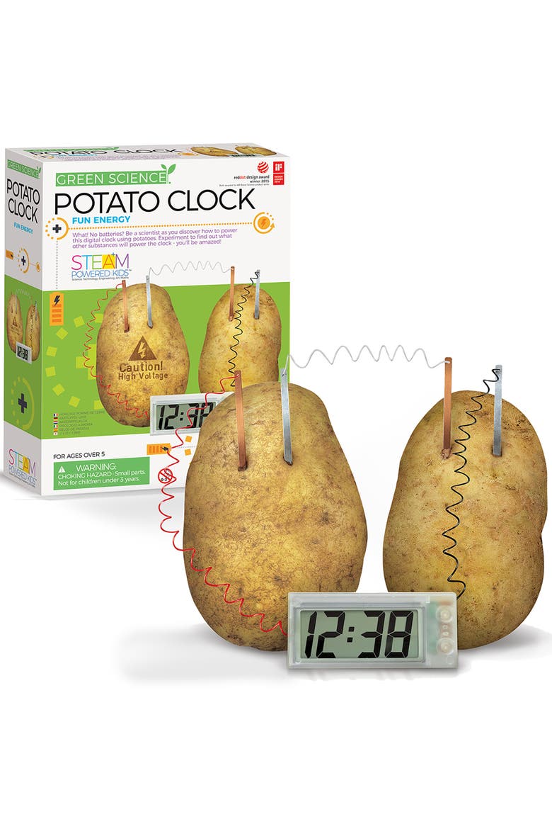 Green Science Potato Clock Diy Renewable Energy Kit, Power Digital Clock, Alternate, color, Multicolored
