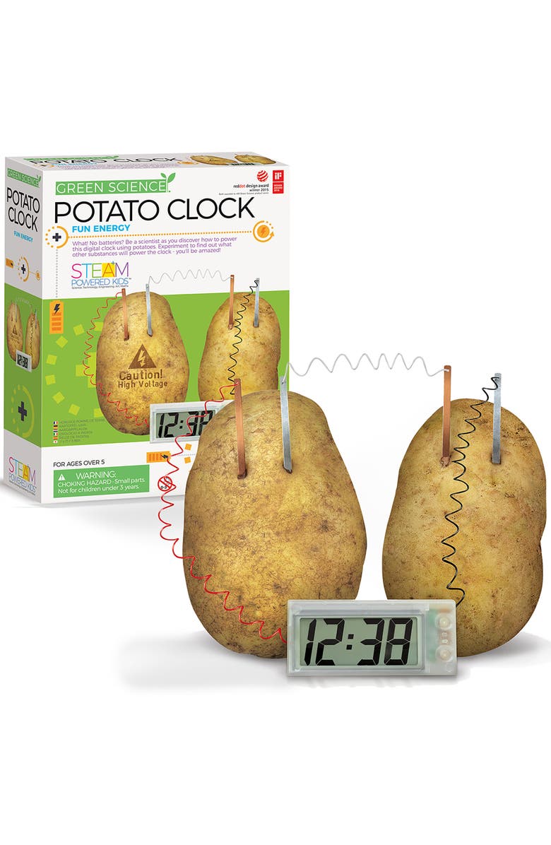 4M Green Science Potato Clock Diy Renewable Energy Kit, Power Digital Clock, Alternate, color, Multicolored