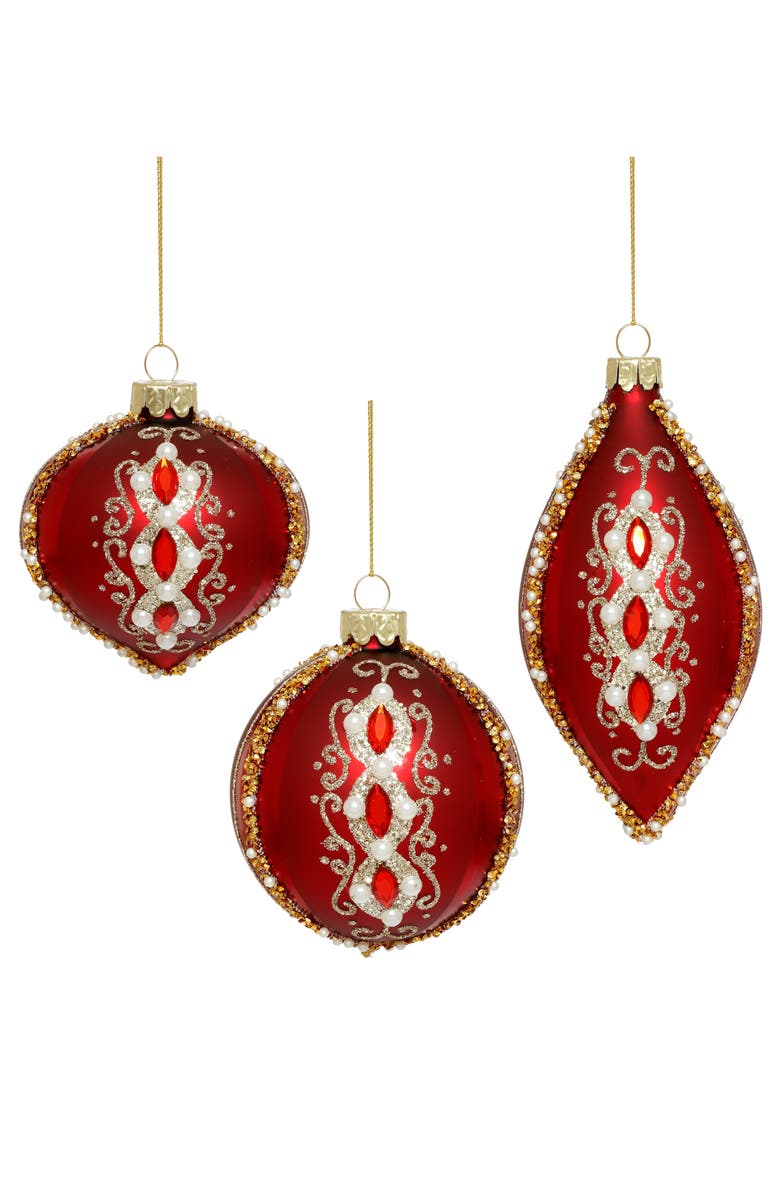Mark Roberts Fancy Stripes Ornament, Set of 12, Main, color, Red