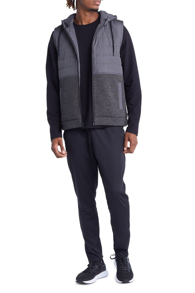 Hybrid Hooded Puffer Vest, Alternate, color, GREY DARK CHARCOAL