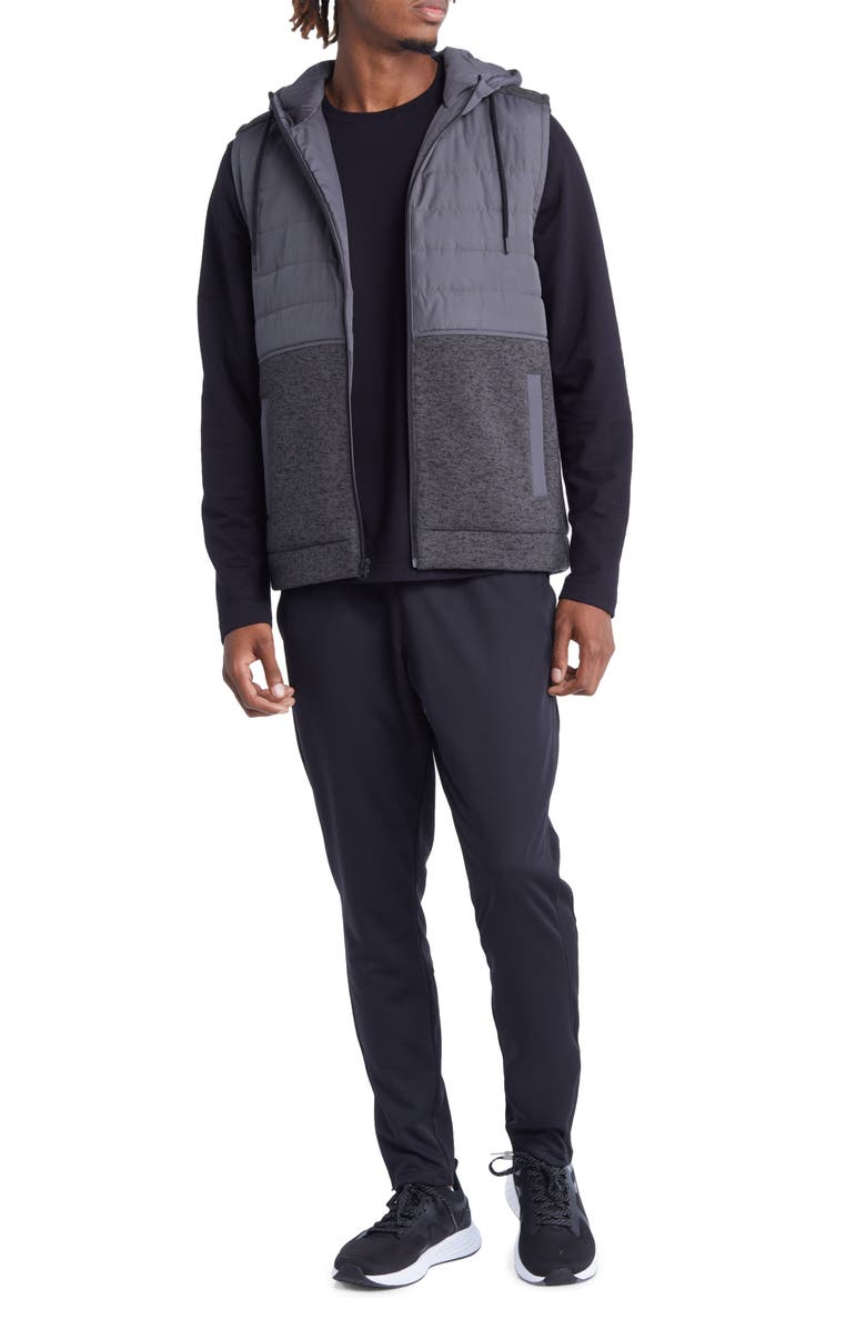 Zella Hybrid Hooded Puffer Vest, Alternate, color, 