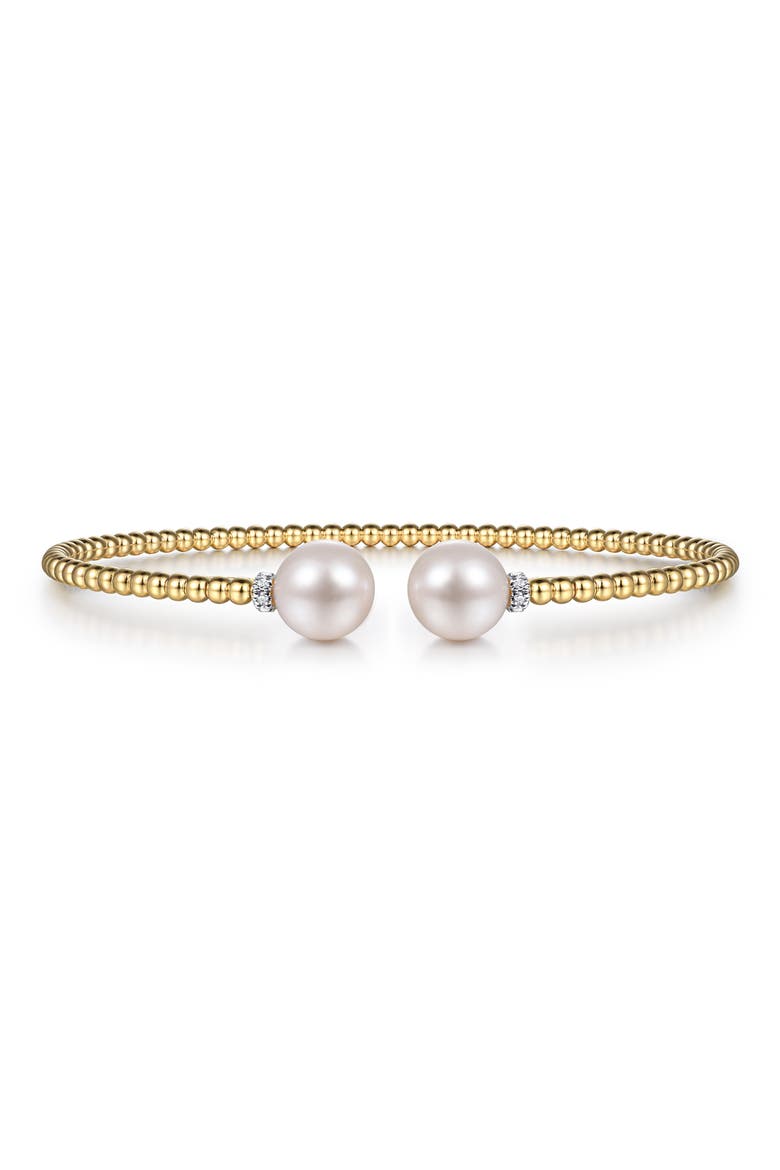 Bujukan Beaded Freshwater Pearl & Diamond Cuff Bracelet, Alternate, color, GOLD