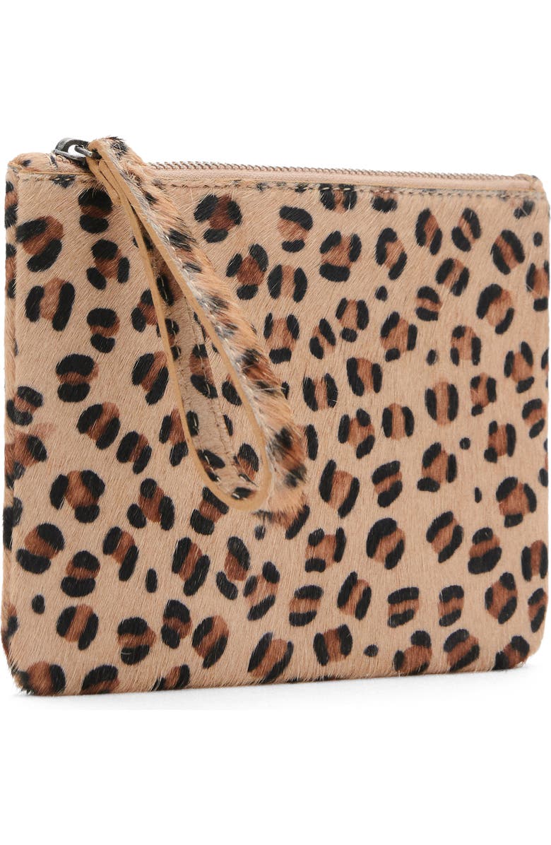 MANGO TEEN Leopard Genuine Calf Hair Coin Pouch, Main, color, Sand