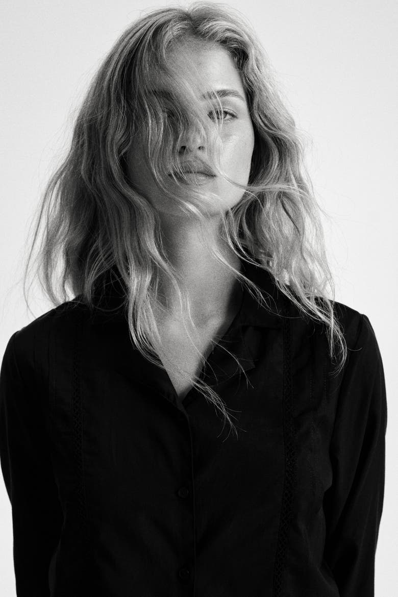 Pintucked Pyjama Shirt, Main, color, Black