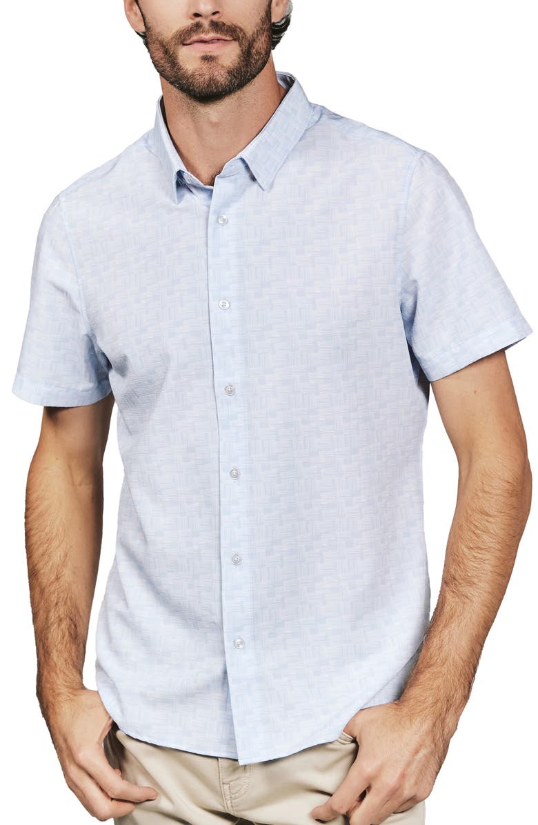 7 Diamonds Jayden Print Short Sleeve Performance Button-Up Shirt, Main, color, 