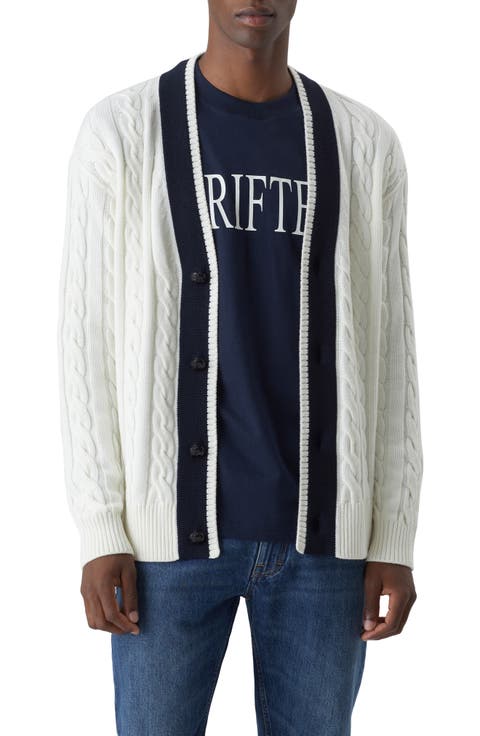 Men's College Cable Wool Blend Cardigan
