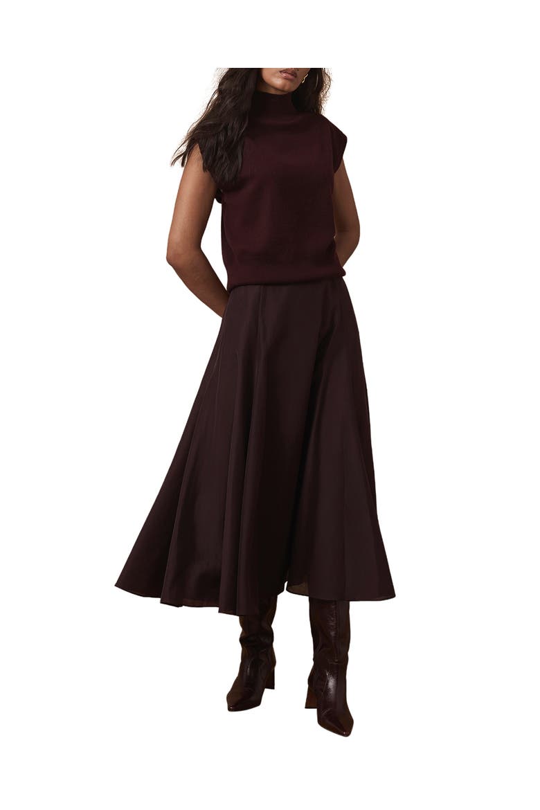 Full Midi Skirt, Alternate, color, Burgundy