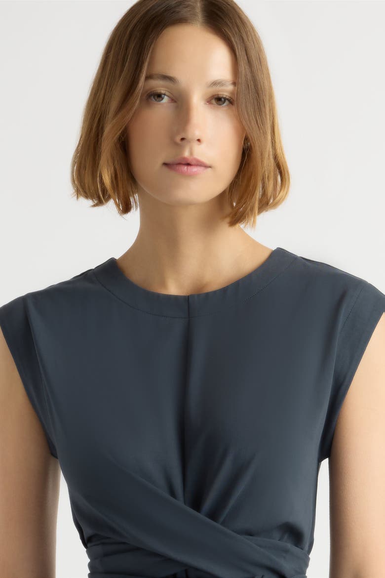 Fei Tie-Front Organic Cotton Dress, Alternate, color, Dark Maritime