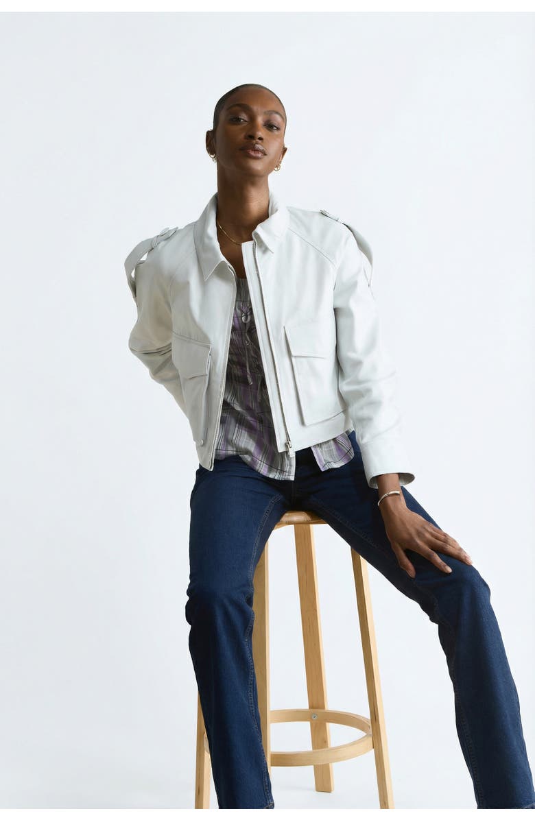 FURNIQ UK Rose Leather Jacket, Alternate, color, White