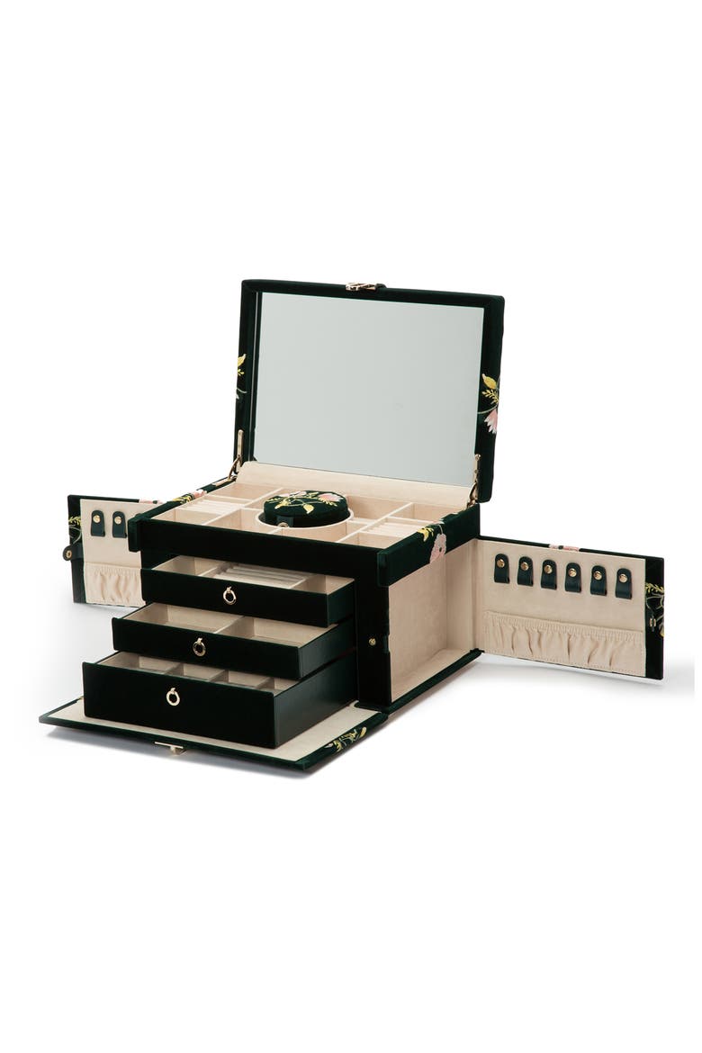 Zoe Large Jewelry Box, Alternate, color, FOREST GREEN