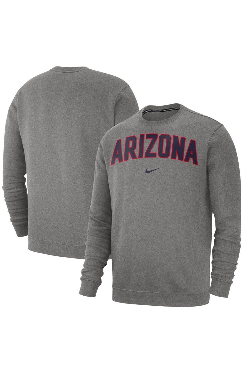 Nike Men's Nike Heather Gray Arizona Wildcats Club Fleece Sweatshirt, Main, color, 