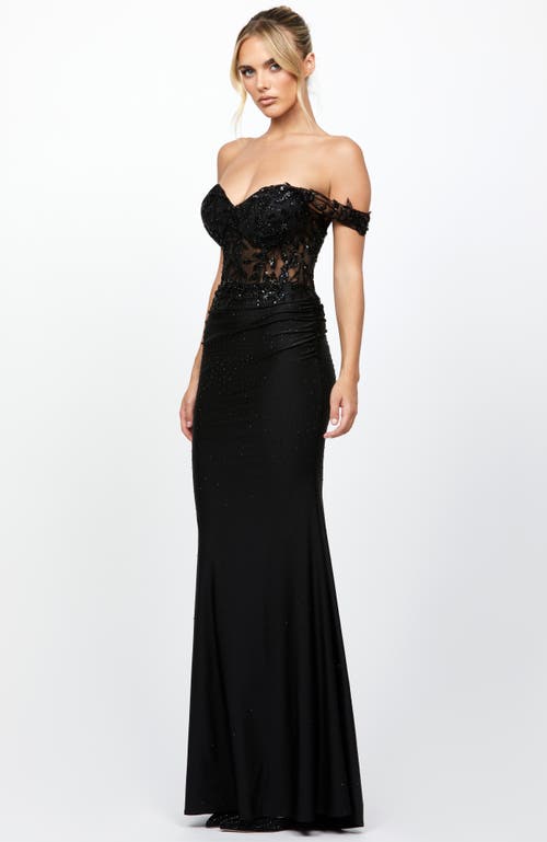 Bariano Maryam Off Shoulder Gown In Black