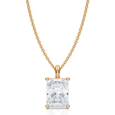 Radiant Solitaire Lab Diamond Pendant Necklace 14K 2.50ct