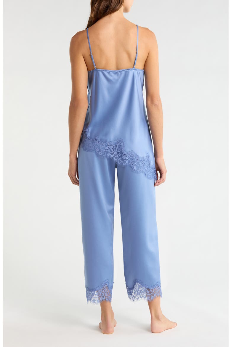 Lace Trim Satin Pajamas, Alternate, color, BLUE BEYOND