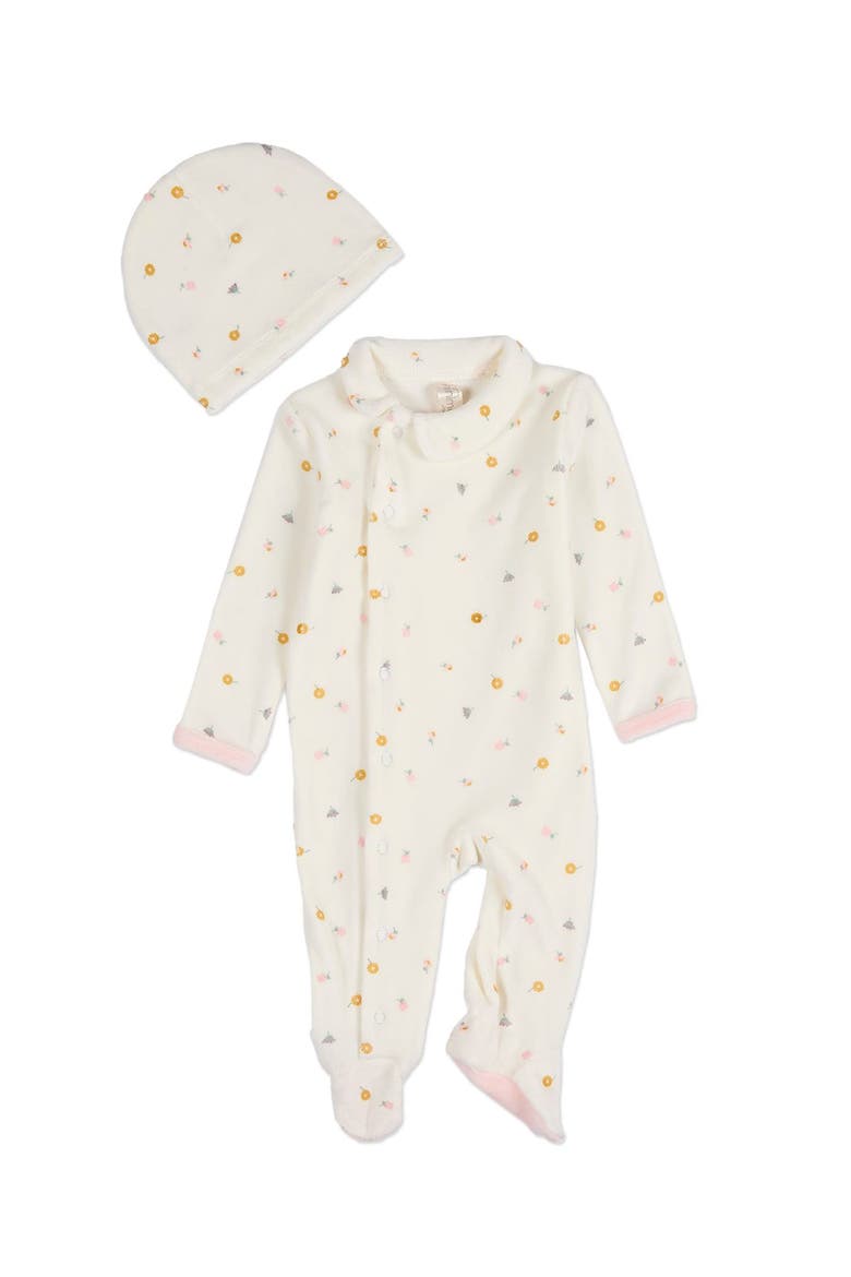 2 Piece Baby Cotton Rich Velour Footie Set, Main, color, Marshmallow