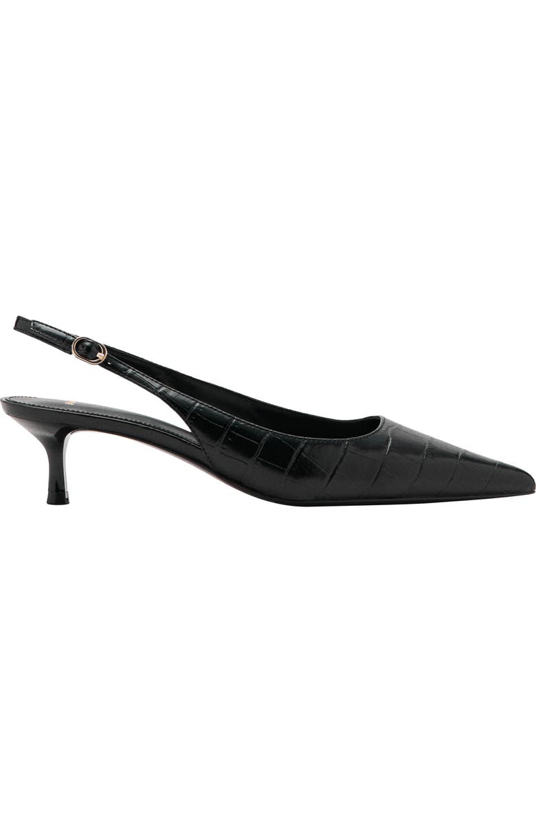 MANGO Croc Embossed Slingback Kitten Heel Pump, Alternate, color, Black