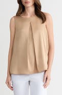 KASPER Box Pleat Sleeveless Matte Satin Top