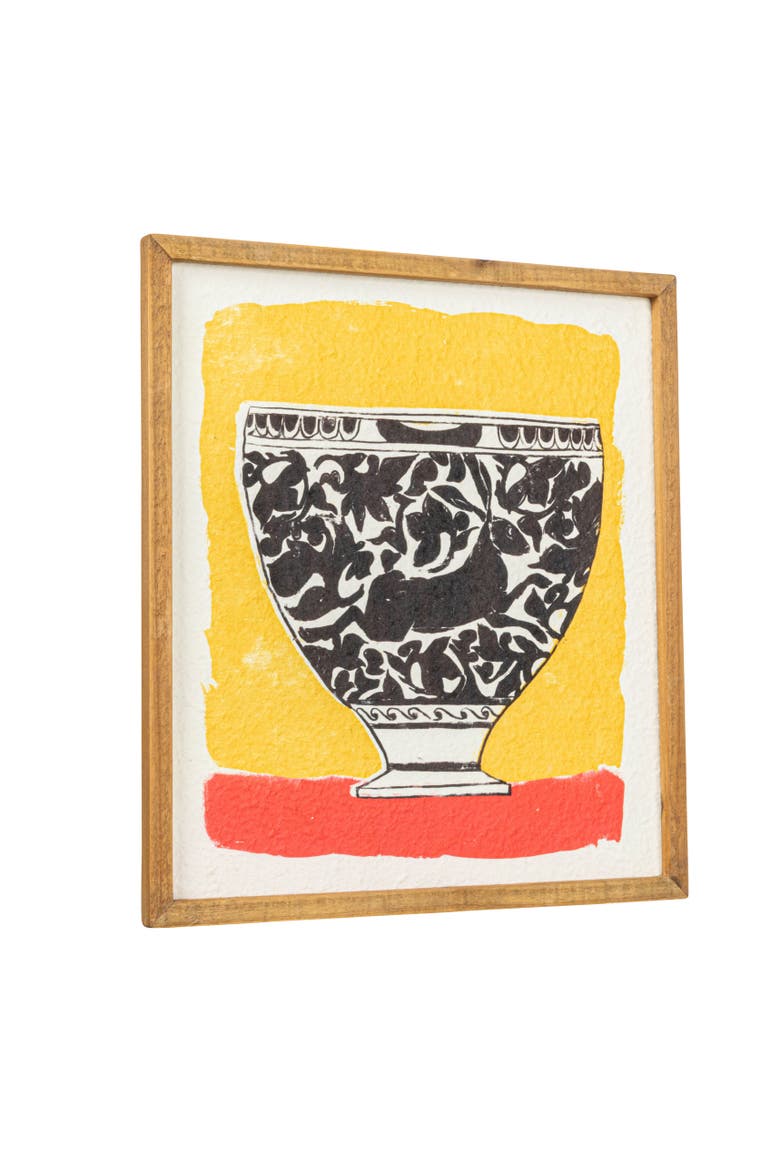 Wood Framed Painted Bowl Wall Art, Main, color, Yellow