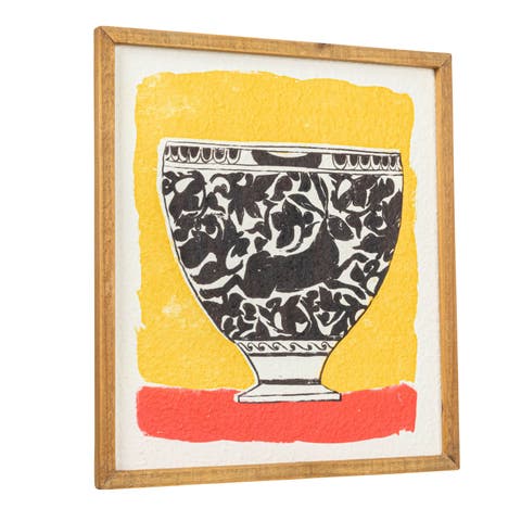 Wood Framed Painted Bowl Wall Art