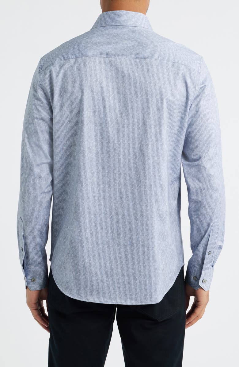 Bugatchi Jimmy OoohCotton<sup>®</sup> Stripe Floral Button-Up Shirt, Alternate, color, Steel