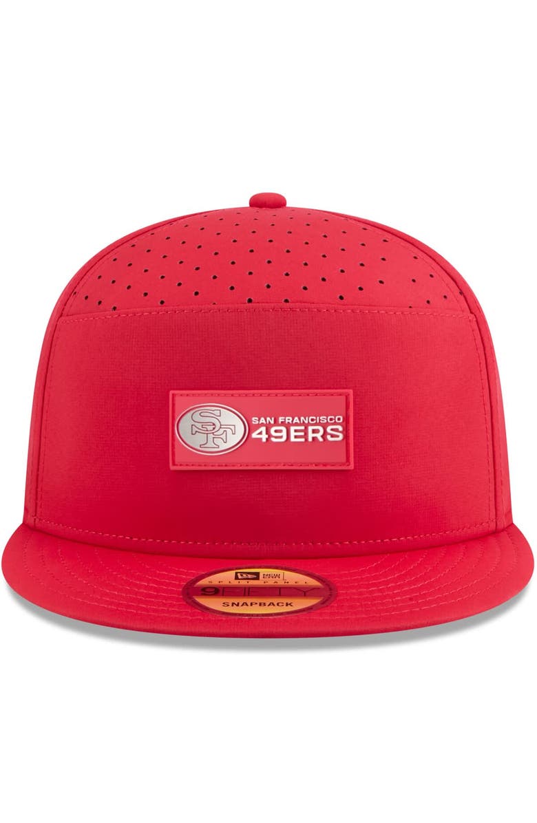 New Era Men's New Era Scarlet San Francisco 49ers 2025 Sideline Throwback Split Panel 9FIFTY Snapback Hat, Alternate, color, 
