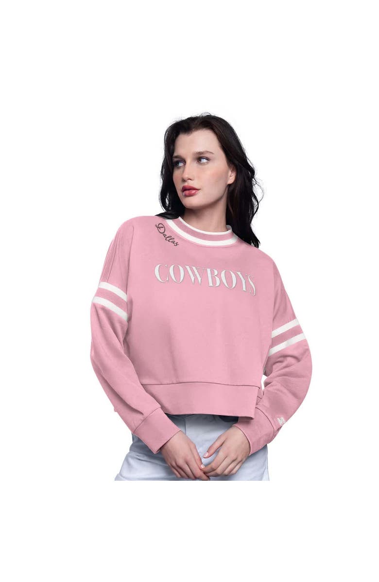 STARTER Women's Starter Pink Dallas Cowboys Power Play Cropped Pullover Sweatshirt, Main, color, Pink