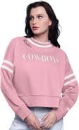 STARTER Women's Starter Pink Dallas Cowboys Power Play Cropped Pullover Sweatshirt