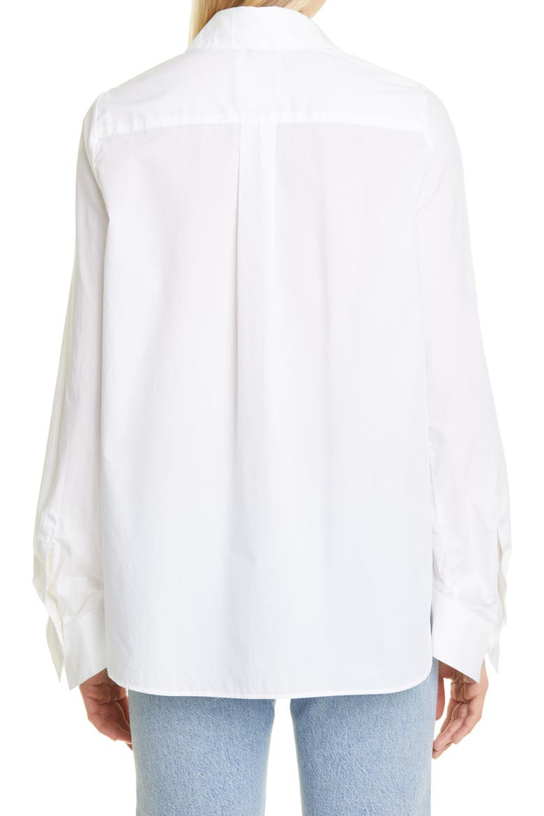 The Boyfriend Cotton Button-Up Shirt, Alternate, color, WHITE