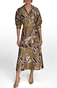 Donna Karan New York Print Belted Midi Shirtdress