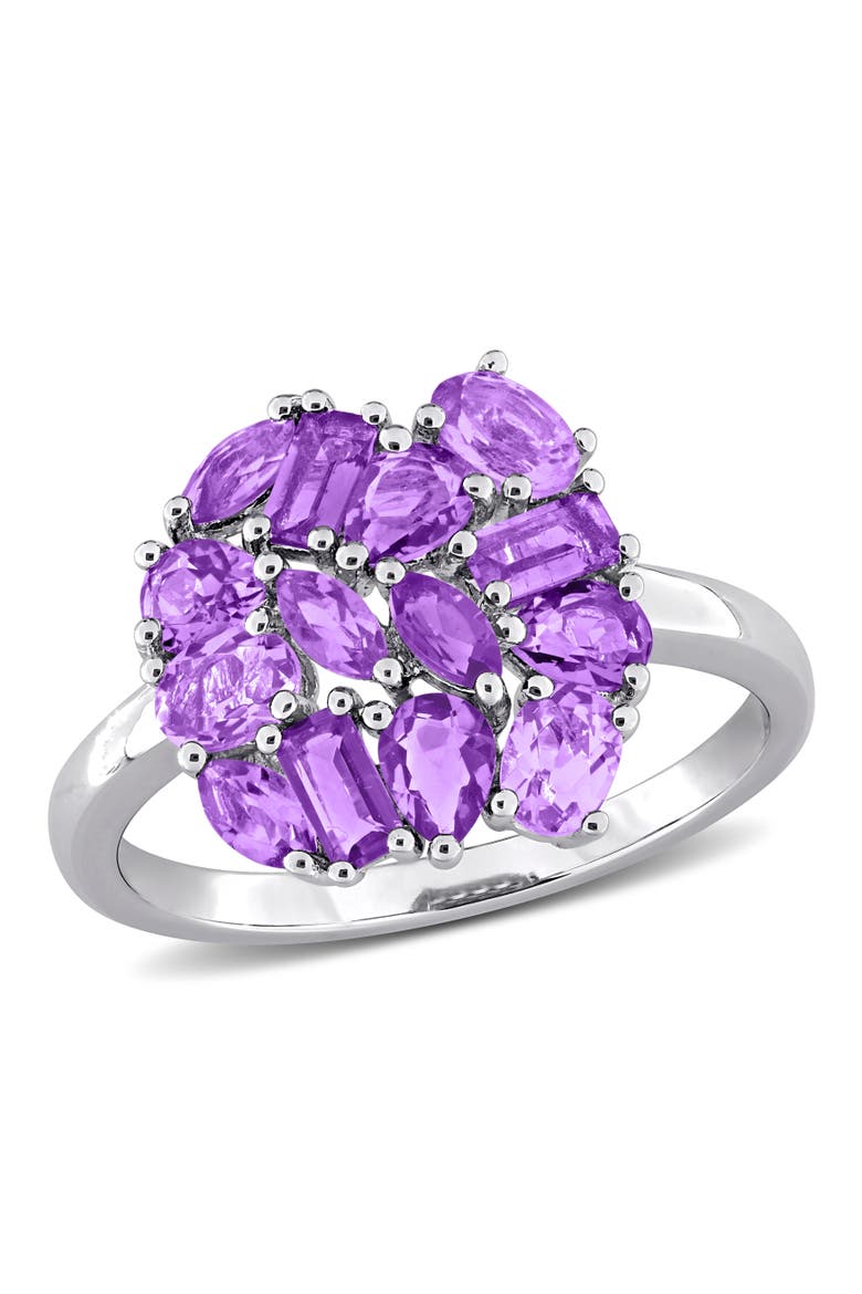 Amethyst Cluster Cocktail Ring Sterling Silver, Main, color, Amethyst